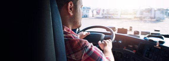 man driving truck